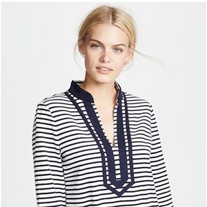 Tory Burch Navy & White Striped Terry Tunic Sz S #0186